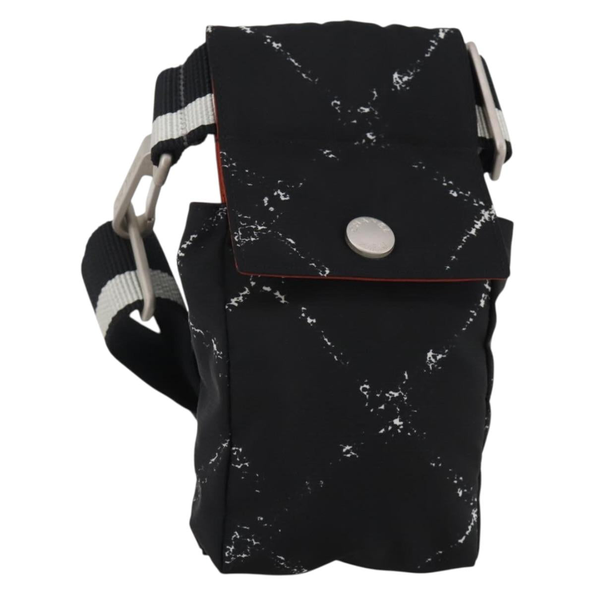 CHANEL Travel Line Waist Bag Nylon Black Silver CC Auth 198646A