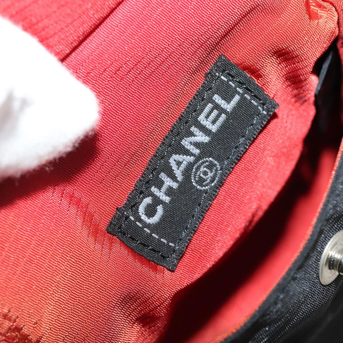 CHANEL Travel Line Waist Bag Nylon Black Silver CC Auth 198646A