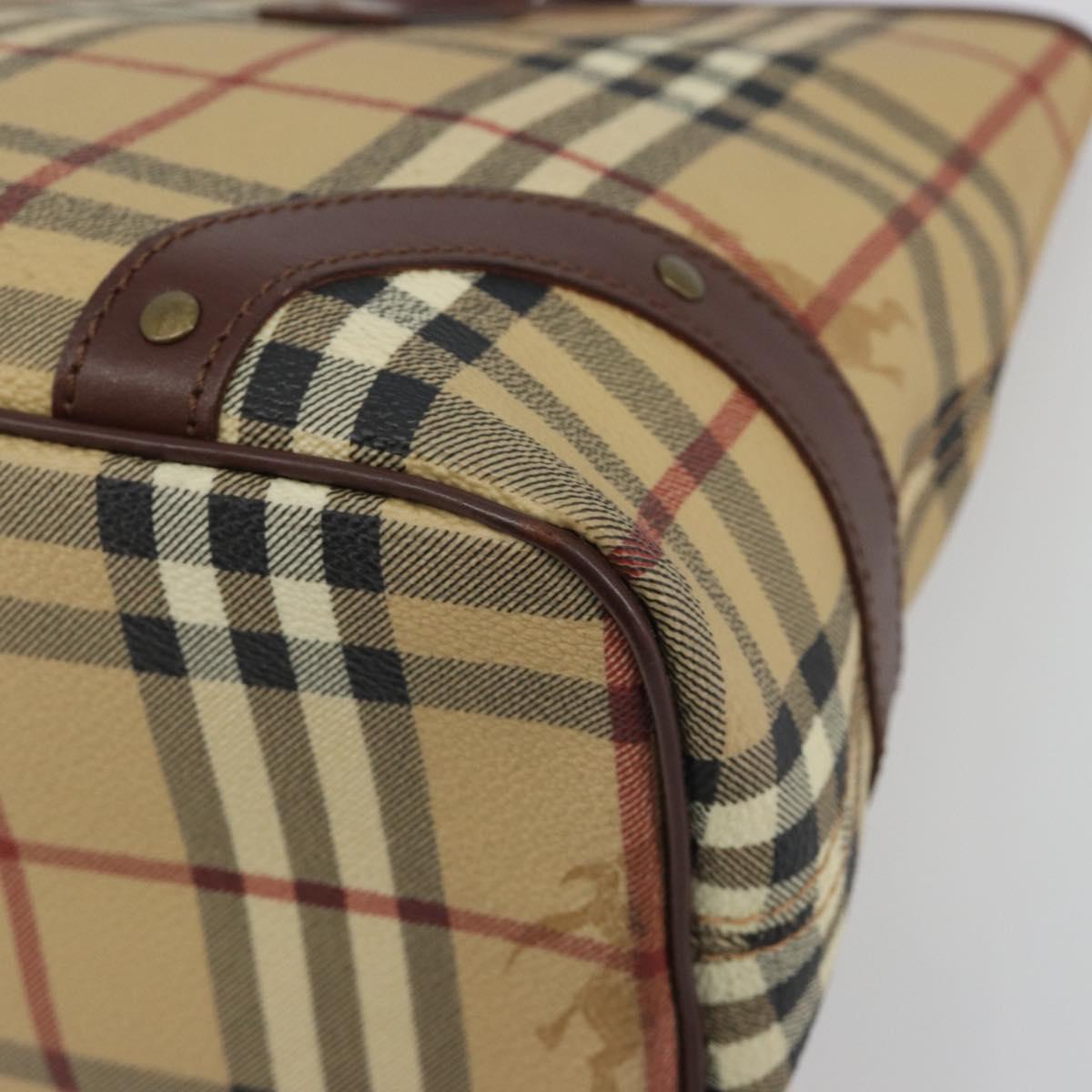 BURBERRY Nova Check Tote Bag PVC Leather Beige Brown Auth 198649A