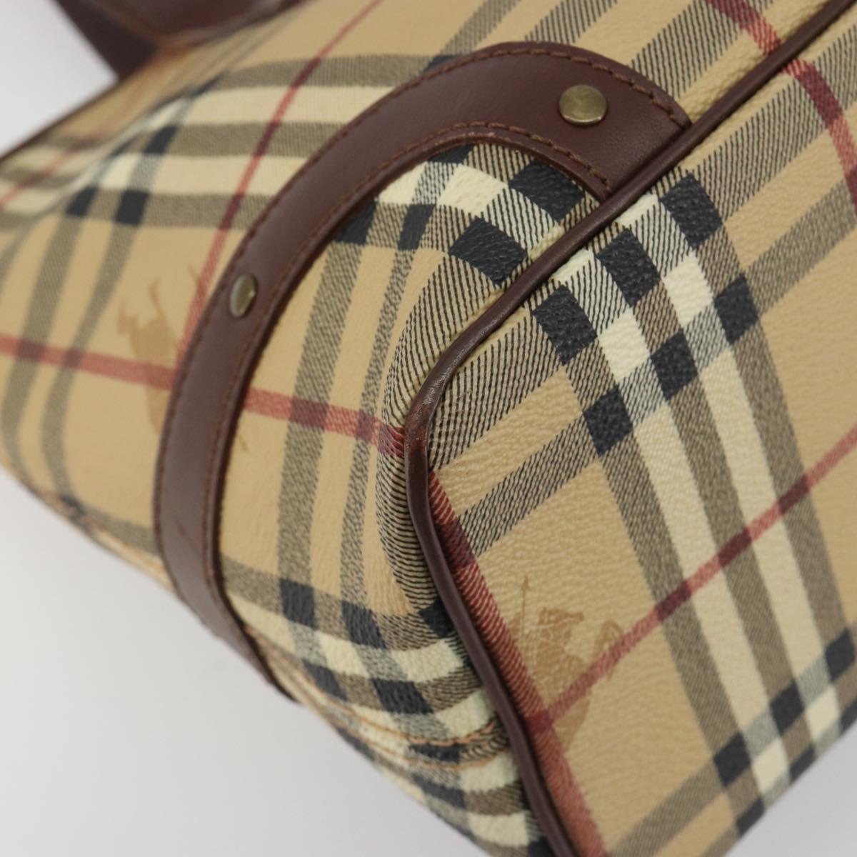 BURBERRY Nova Check Tote Bag PVC Leather Beige Brown Auth 198649A