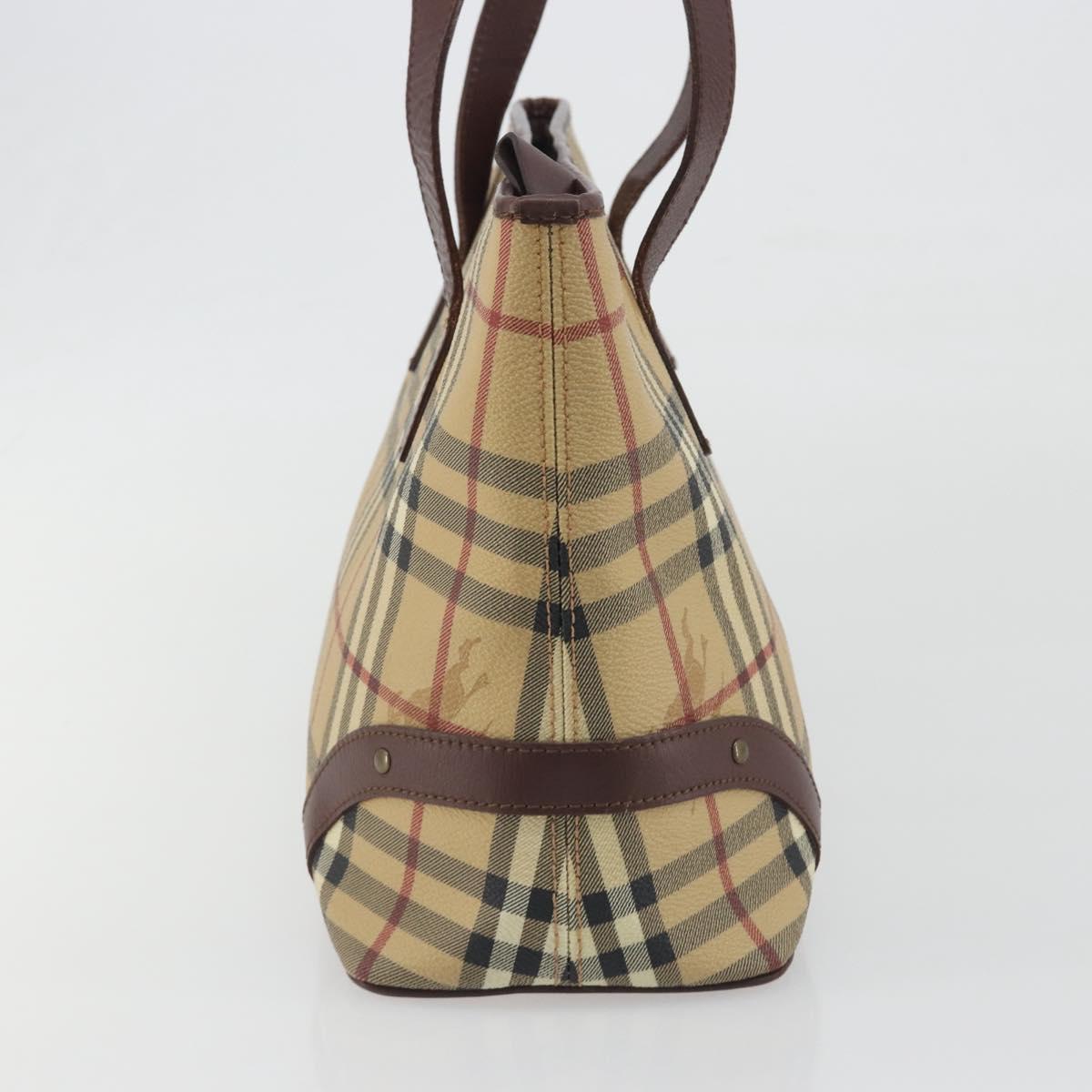 BURBERRY Nova Check Tote Bag PVC Leather Beige Brown Auth 198649A
