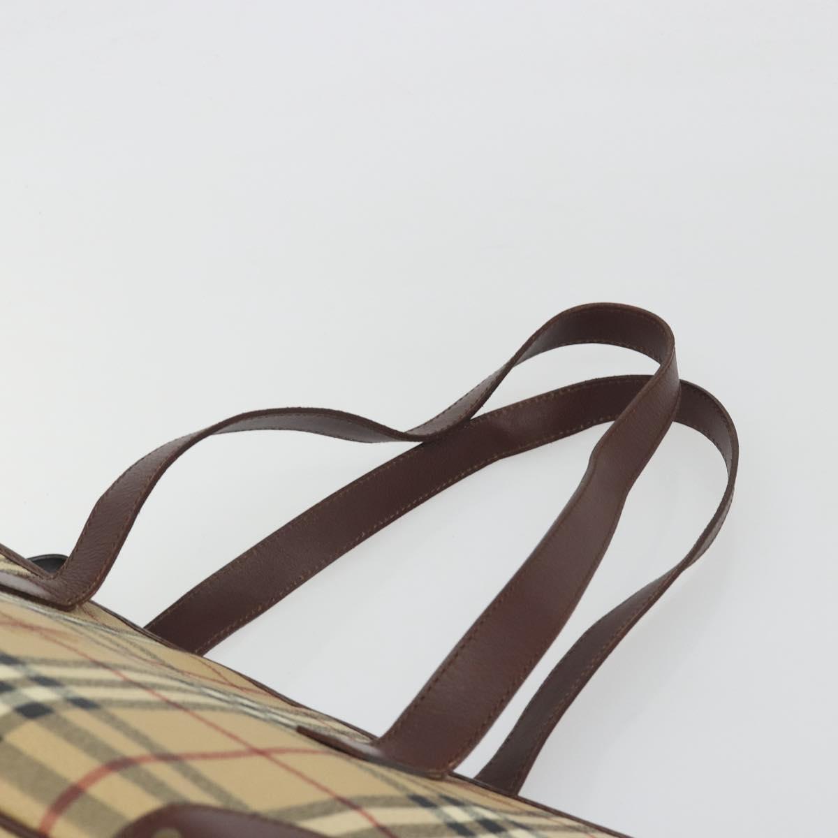 BURBERRY Nova Check Tote Bag PVC Leather Beige Brown Auth 198649A