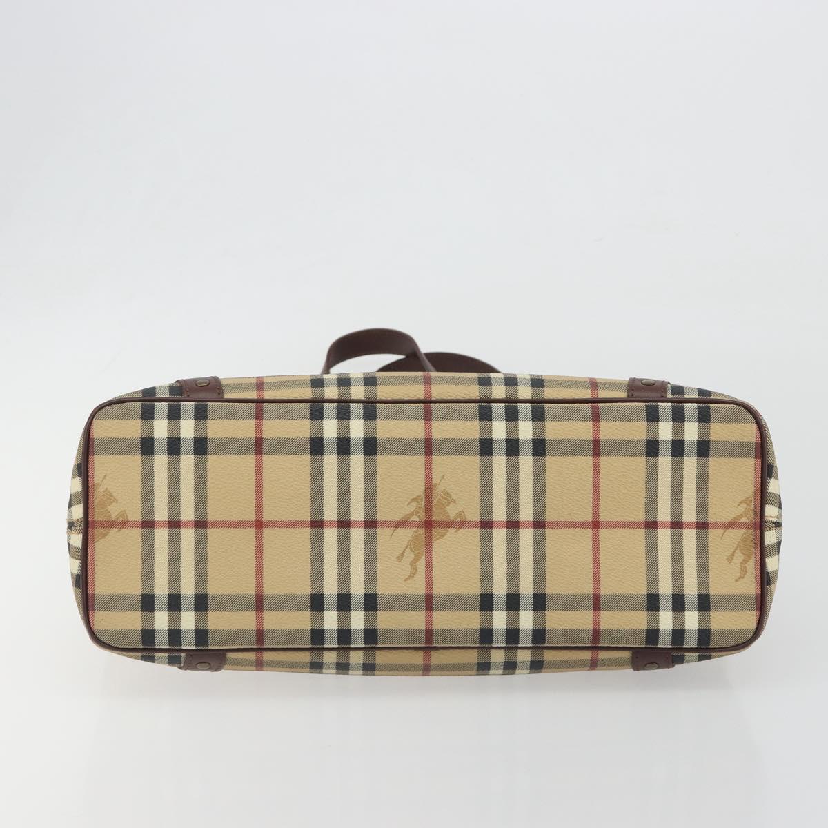 BURBERRY Nova Check Tote Bag PVC Leather Beige Brown Auth 198649A