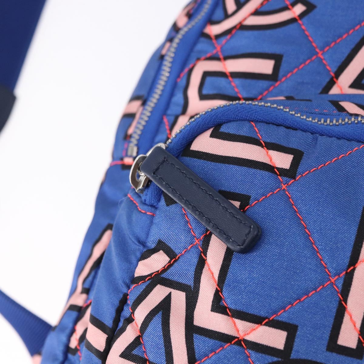 CHANEL Matelasse Backpack Nylon Blue Silver CC Auth 198652M
