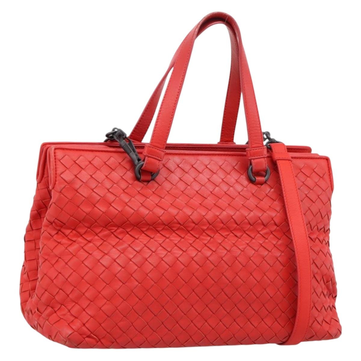BOTTEGA VENETA INTRECCIATO Hand Bag 2way Red Auth 198653A