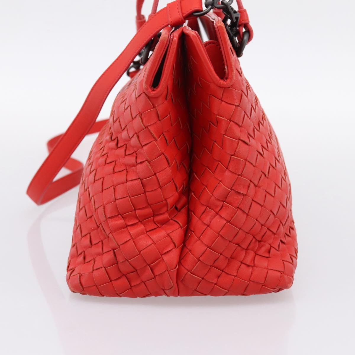 BOTTEGA VENETA INTRECCIATO Hand Bag 2way Red Auth 198653A