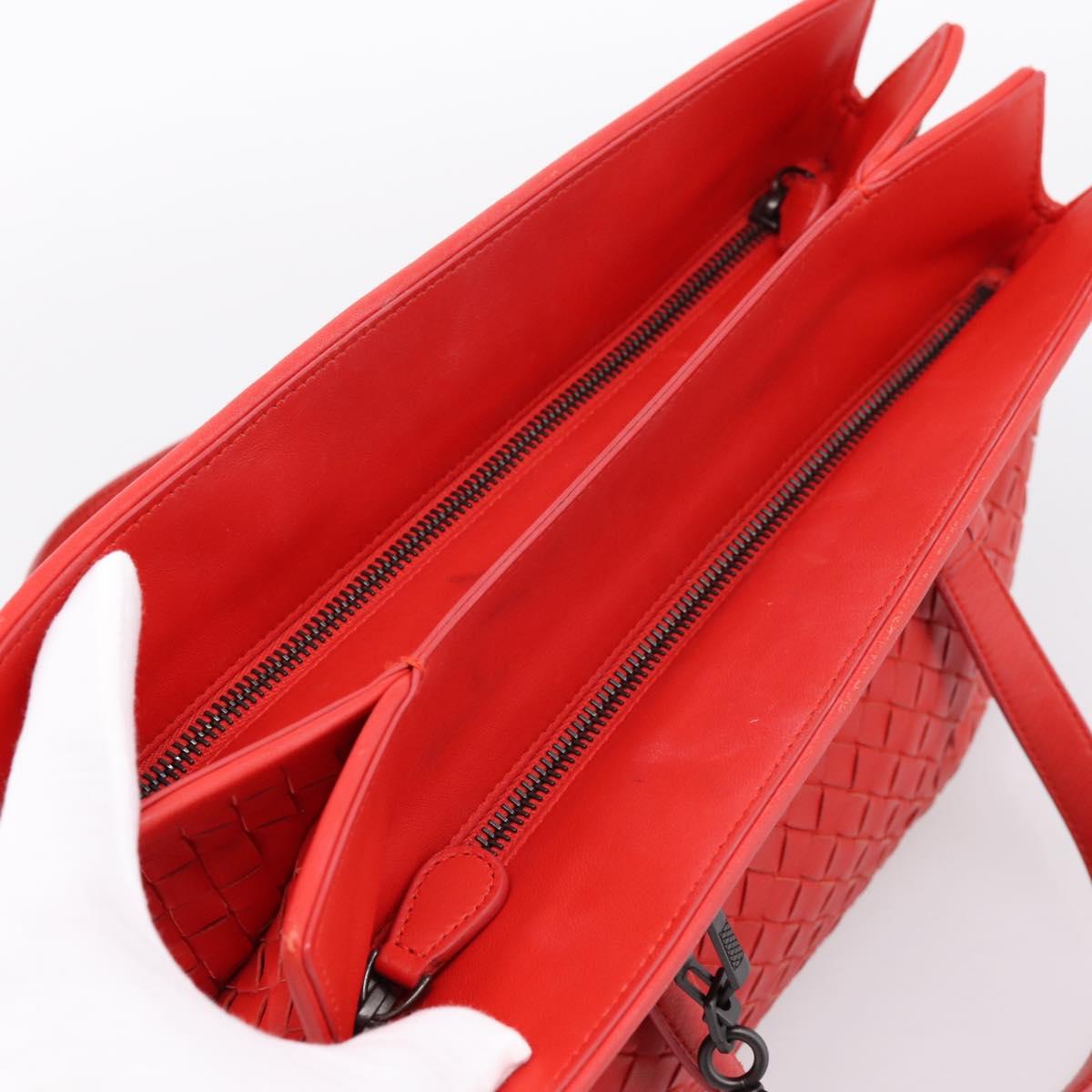 BOTTEGA VENETA INTRECCIATO Hand Bag 2way Red Auth 198653A