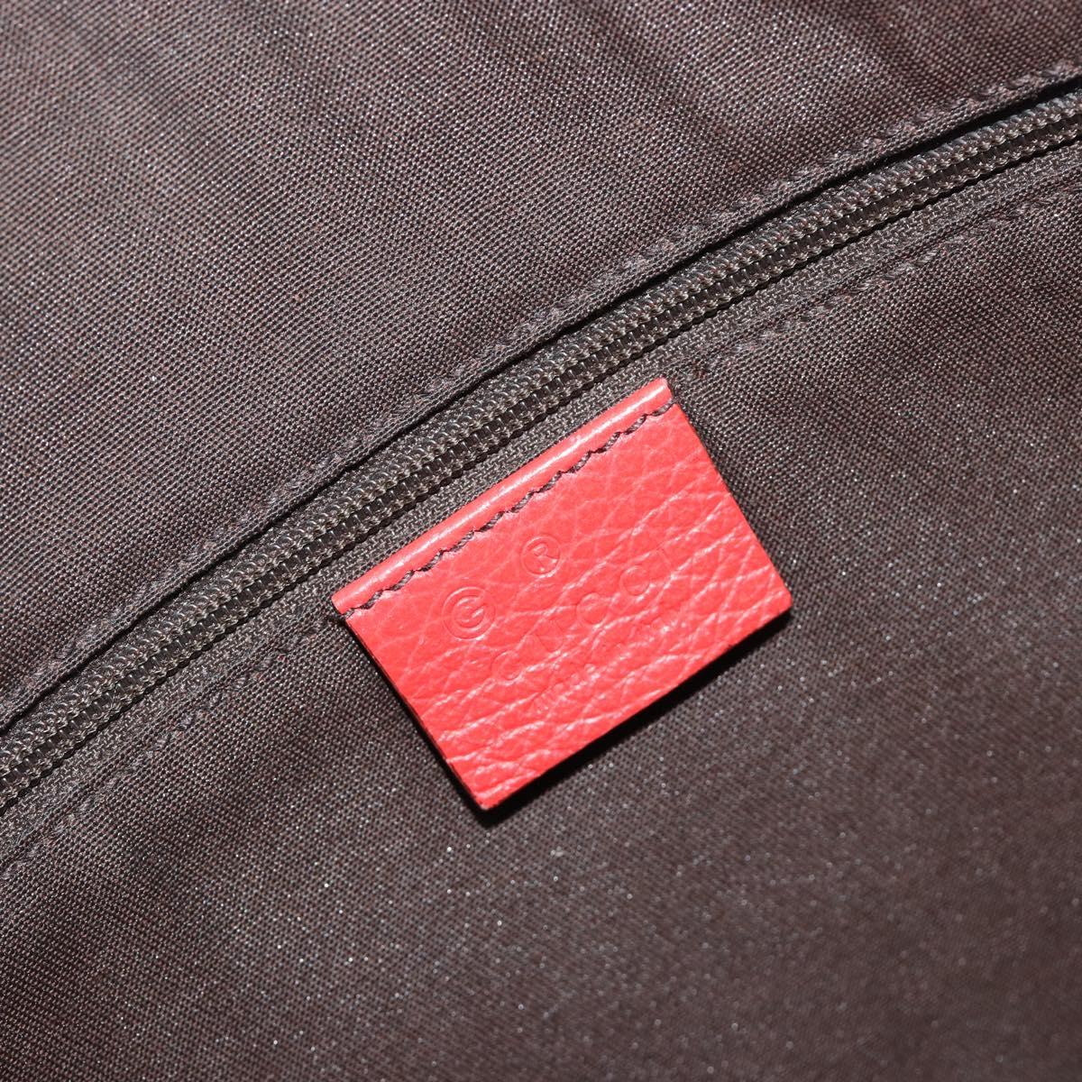 GUCCI Abbey Shoulder Bag Leather Outlet Red Silver 265691 Auth 198654