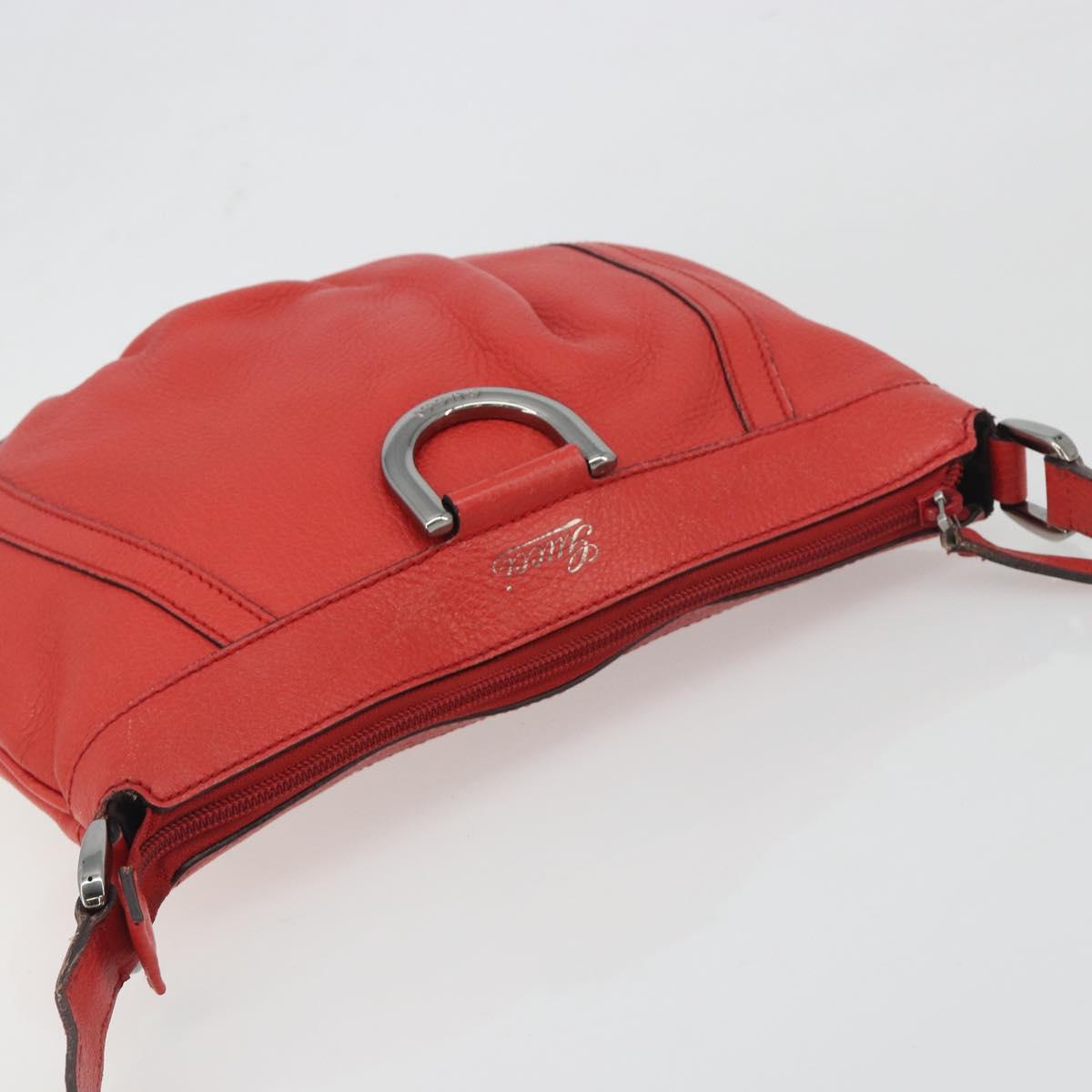 GUCCI Abbey Shoulder Bag Leather Outlet Red Silver 265691 Auth 198654