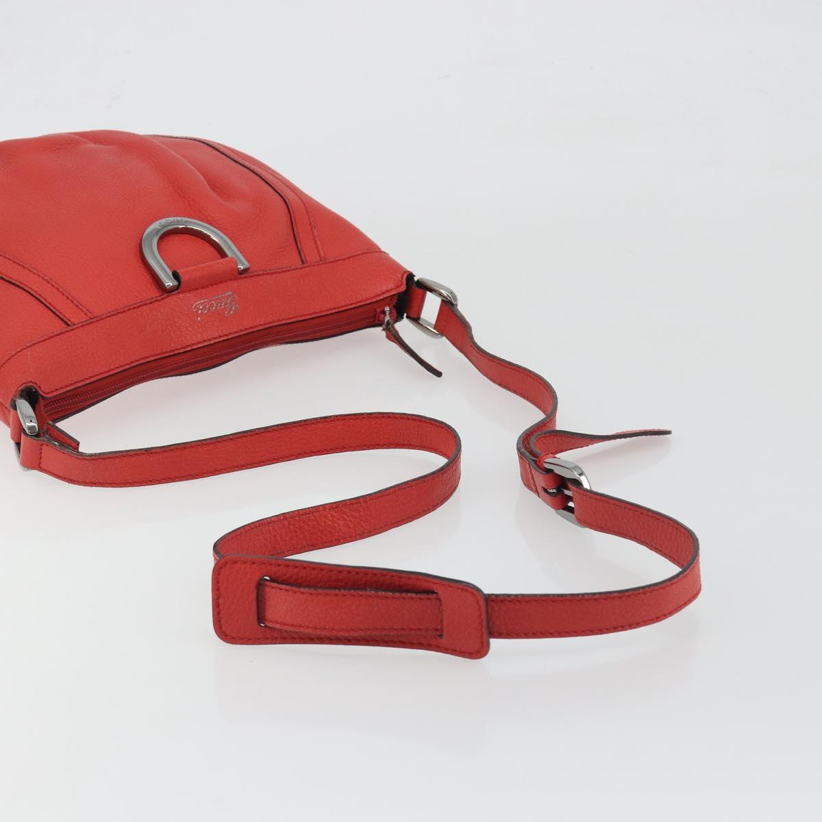 GUCCI Abbey Shoulder Bag Leather Outlet Red Silver 265691 Auth 198654