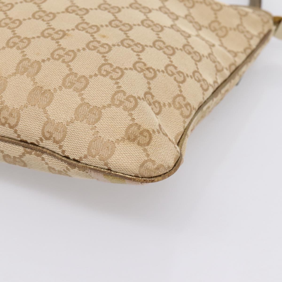 GUCCI GG Canvas Sherry Line Shoulder Bag Beige Gold Tone 144388 Auth 198655