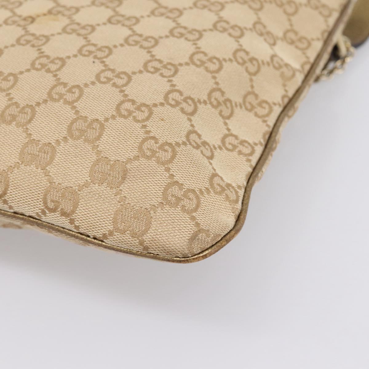GUCCI GG Canvas Sherry Line Shoulder Bag Beige Gold Tone 144388 Auth 198655