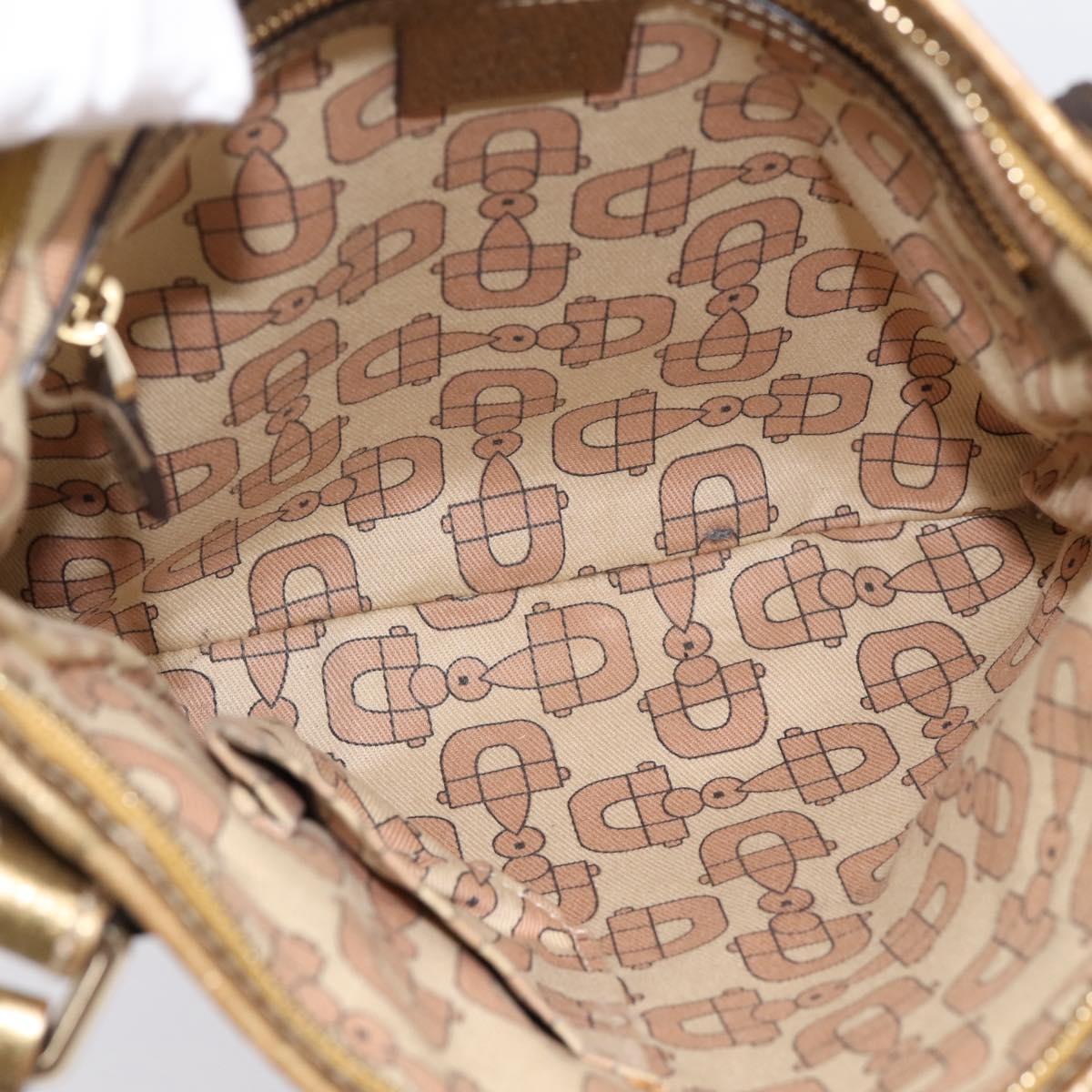GUCCI GG Canvas Sherry Line Shoulder Bag Beige Gold Tone 144388 Auth 198655