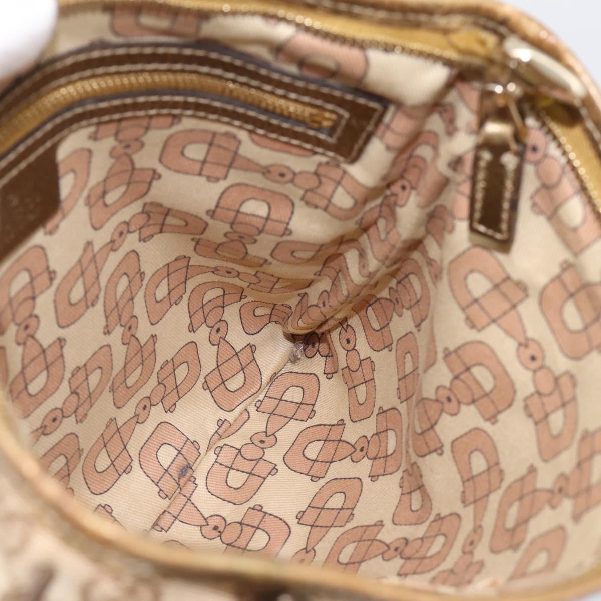 GUCCI GG Canvas Sherry Line Shoulder Bag Beige Gold Tone 144388 Auth 198655