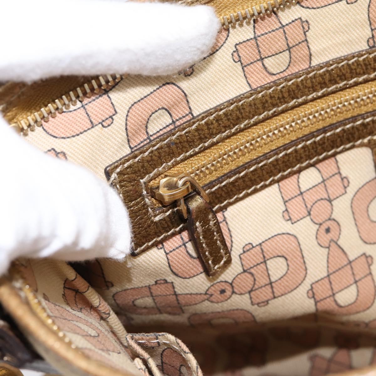GUCCI GG Canvas Sherry Line Shoulder Bag Beige Gold Tone 144388 Auth 198655