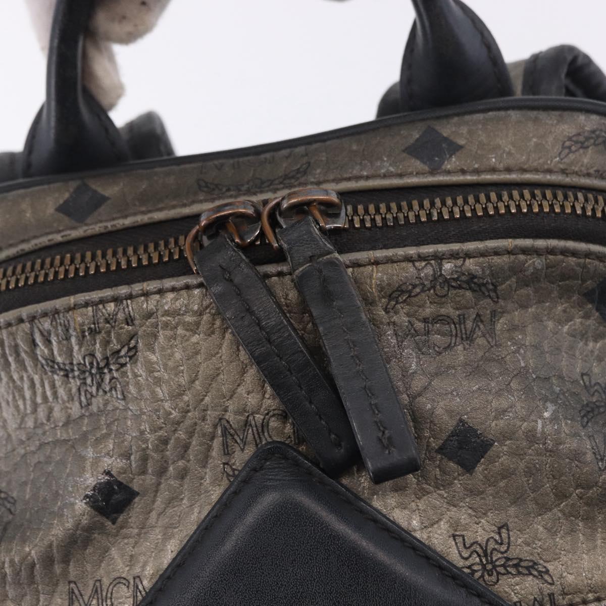 MCM Vicetos Backpack Leather Silver Auth 198656