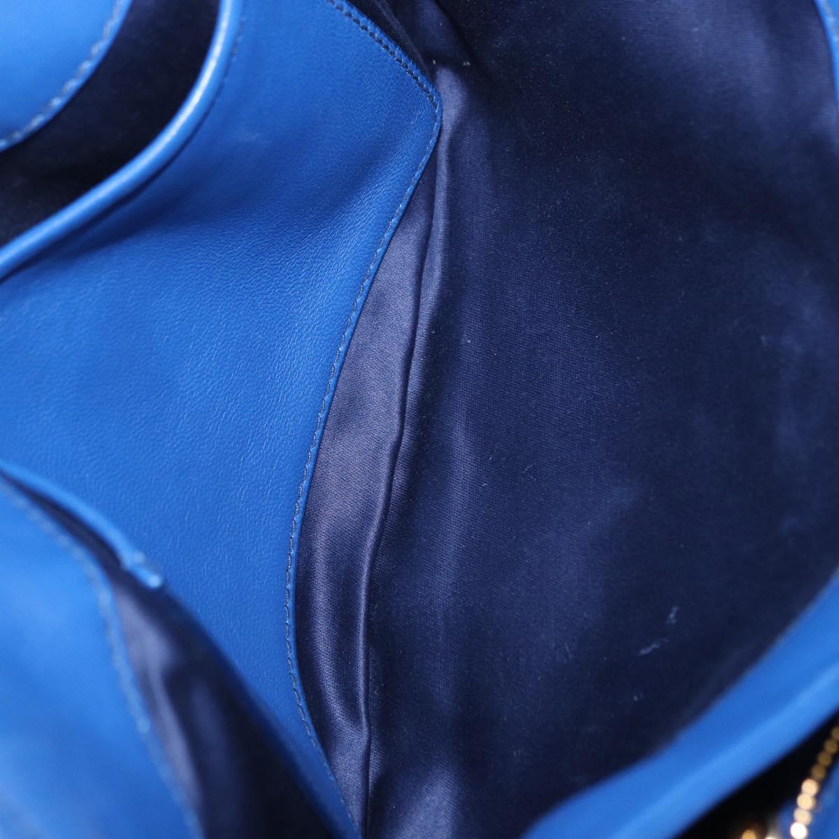 Miu Miu Matelasse Shoulder Bag Leather 2way Blue Gold Tone Auth 198657A