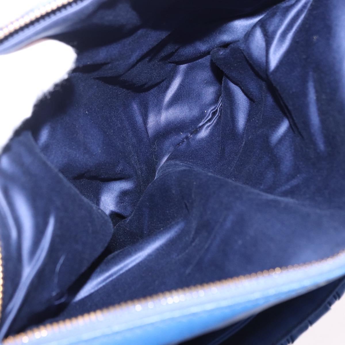 Miu Miu Matelasse Shoulder Bag Leather 2way Blue Gold Tone Auth 198657A