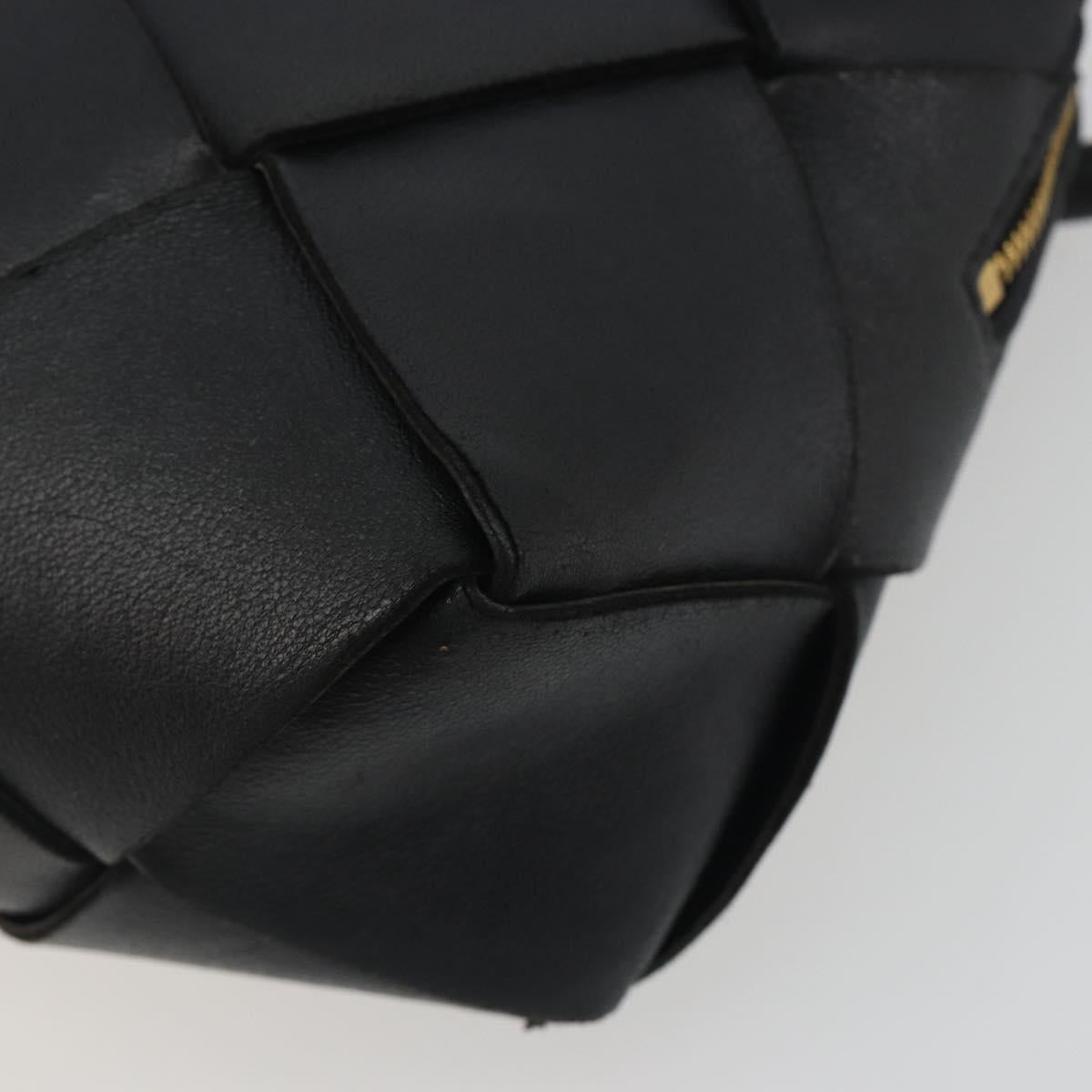 BOTTEGA VENETA MAXI INTRECCIATO Shoulder Bag Leather Black Gold Auth 198658A