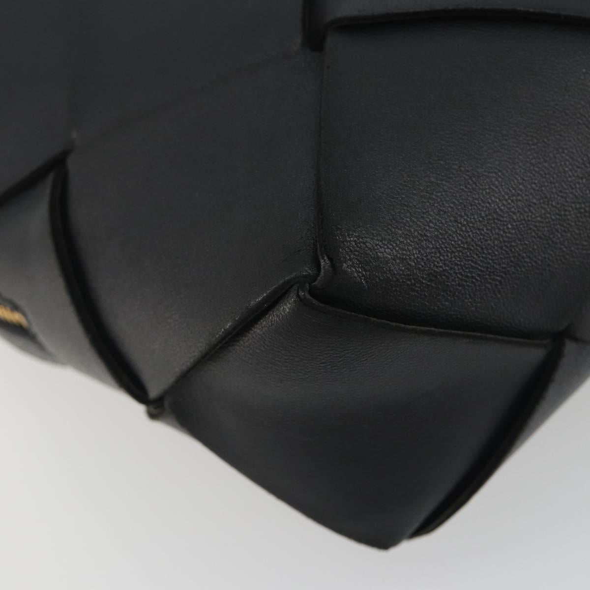 BOTTEGA VENETA MAXI INTRECCIATO Shoulder Bag Leather Black Gold Auth 198658A