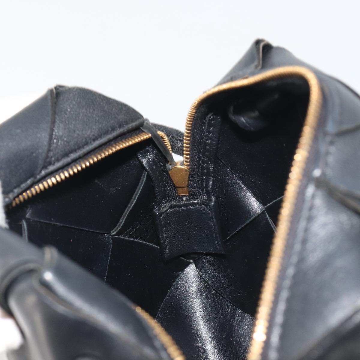 BOTTEGA VENETA MAXI INTRECCIATO Shoulder Bag Leather Black Gold Auth 198658A