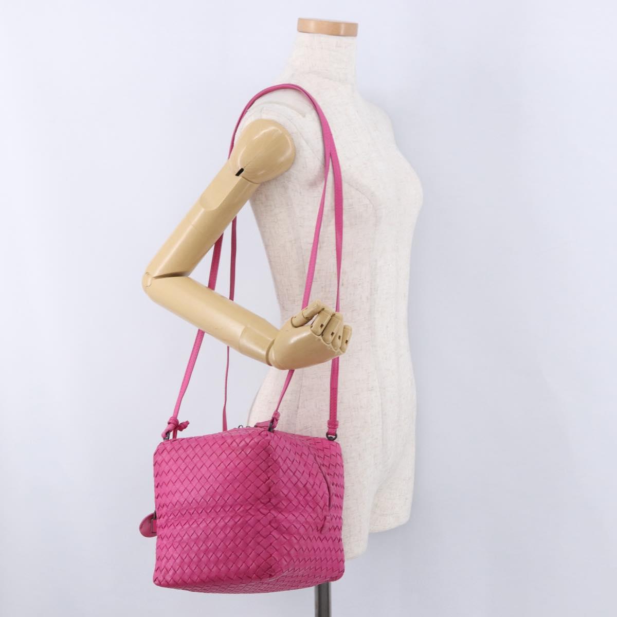 BOTTEGA VENETA INTRECCIATO Shoulder Bag Leather Pink Auth 198659V