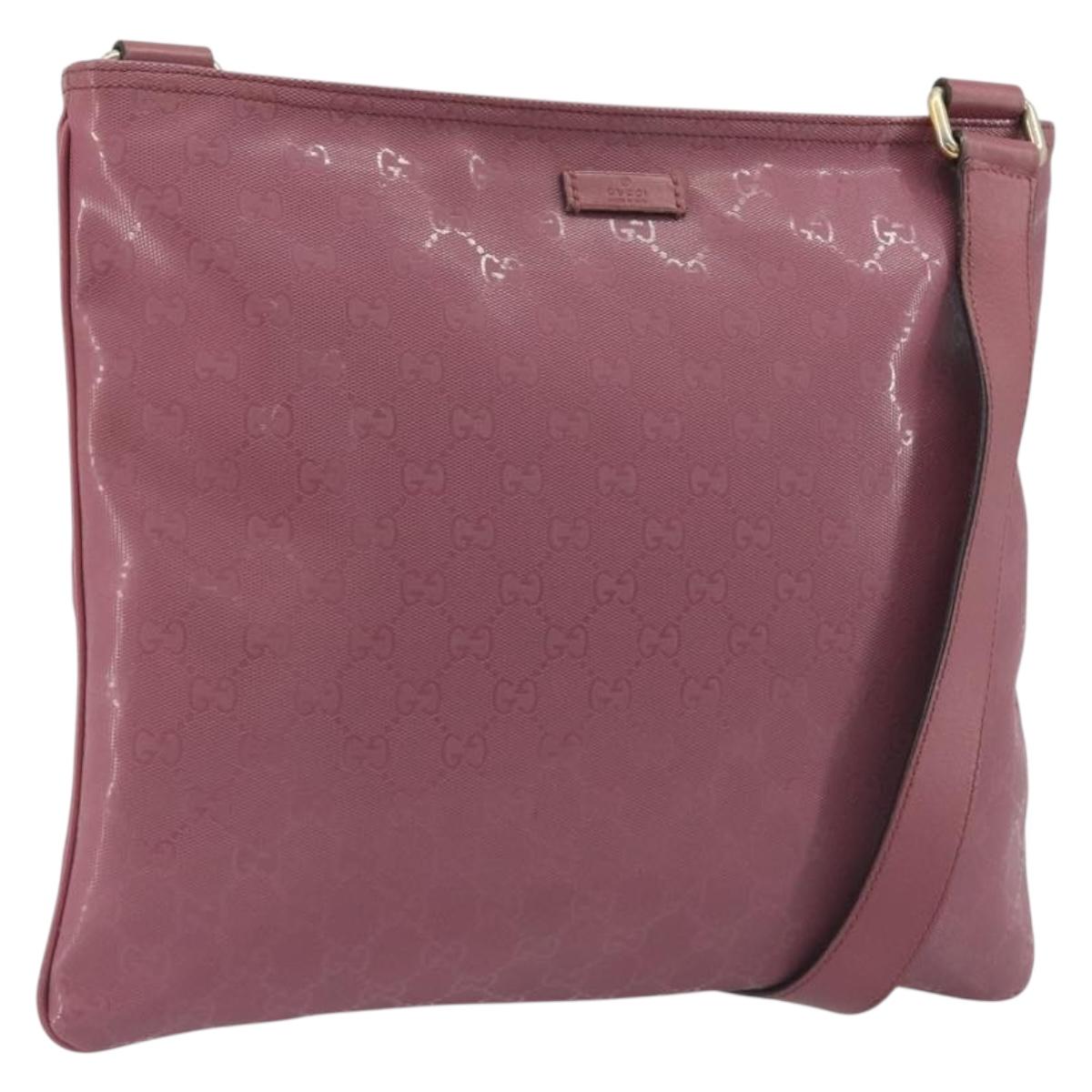 GUCCI GG Implementation Shoulder Bag PVC Leather Purple Gold 201446 Auth 198663A