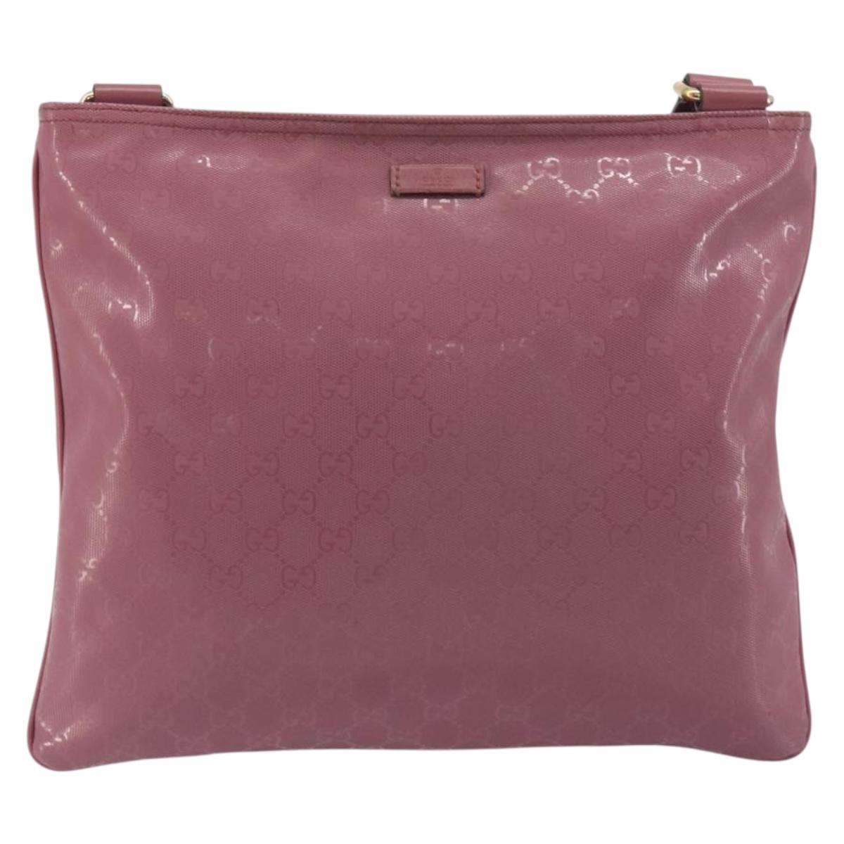 GUCCI GG Implementation Shoulder Bag PVC Leather Purple Gold 201446 Auth 198663A