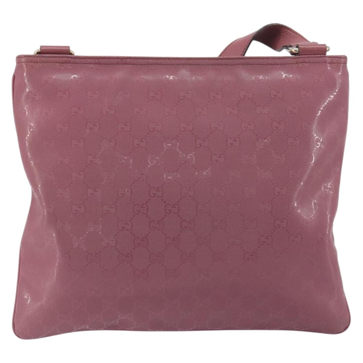 GUCCI GG Implementation Shoulder Bag PVC Leather Purple Gold 201446 Auth 198663A