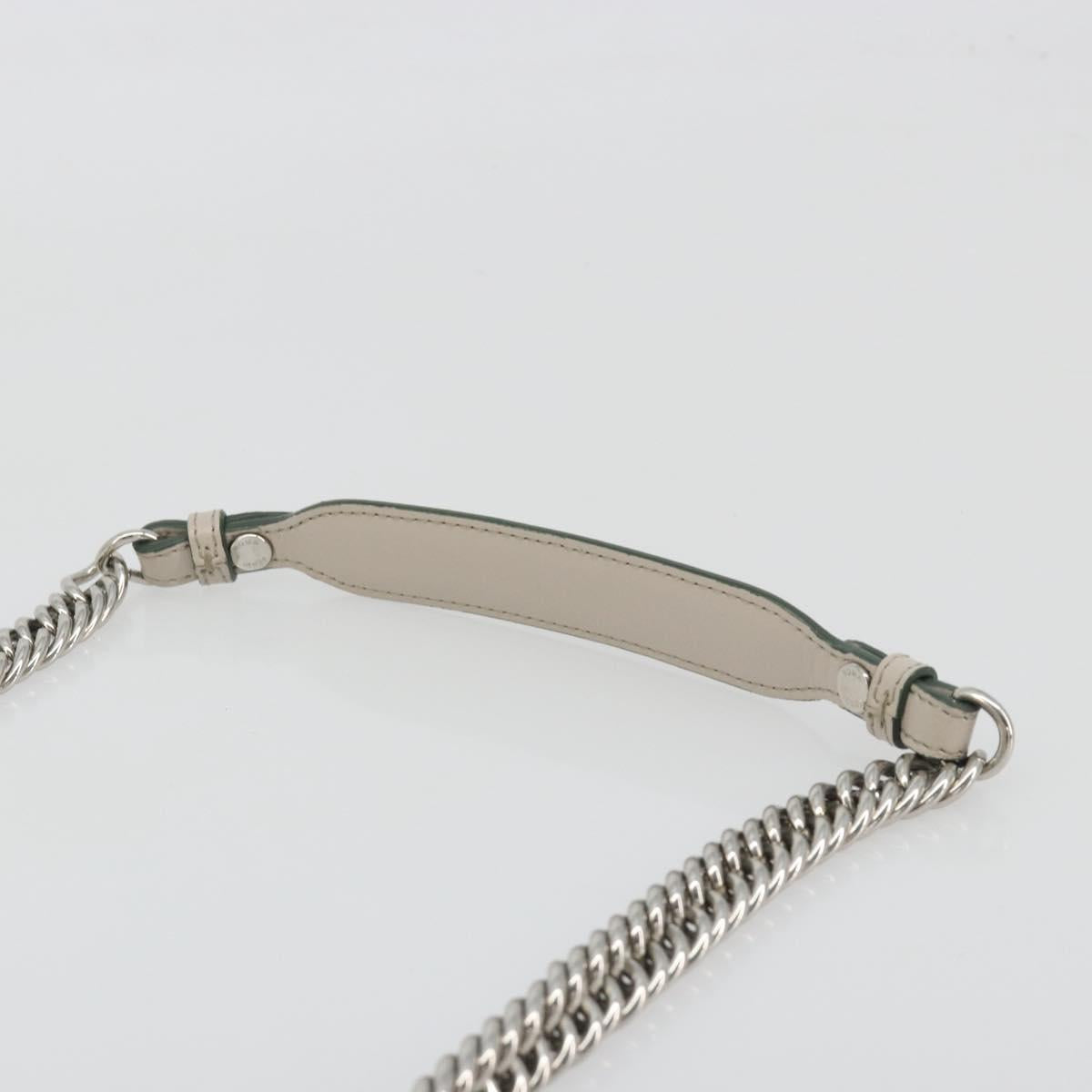 FENDI Canay Chain Shoulder Bag Leather 2way Gray Silver 8BT283 Auth 198665M