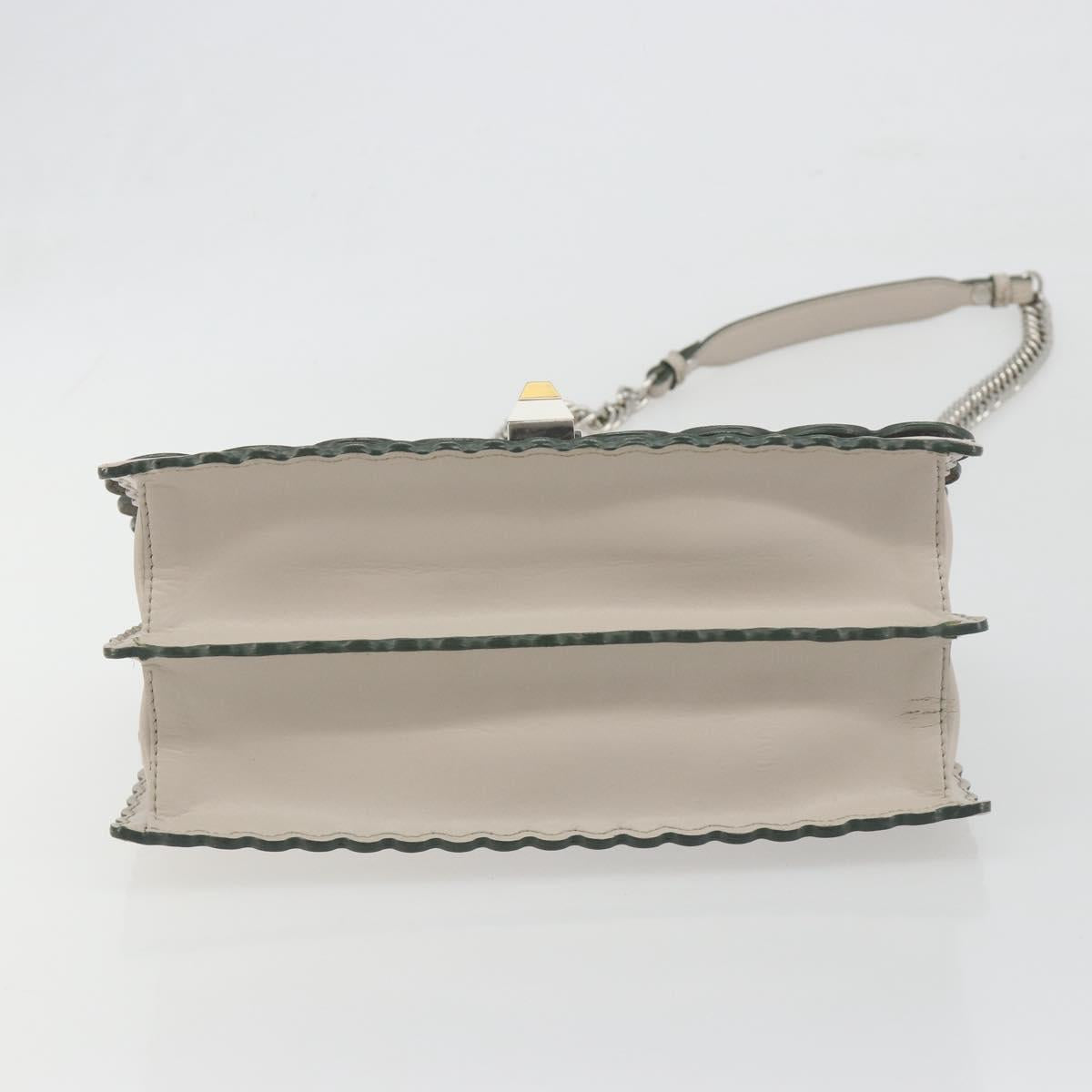 FENDI Canay Chain Shoulder Bag Leather 2way Gray Silver 8BT283 Auth 198665M