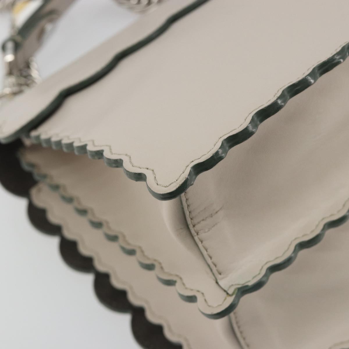 FENDI Canay Chain Shoulder Bag Leather 2way Gray Silver 8BT283 Auth 198665M
