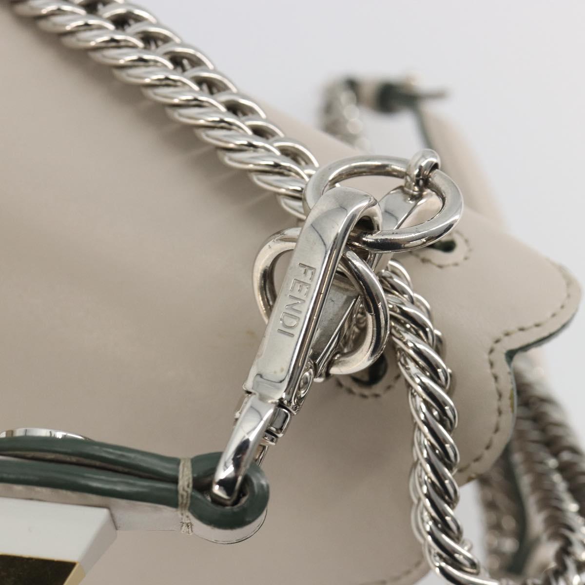 FENDI Canay Chain Shoulder Bag Leather 2way Gray Silver 8BT283 Auth 198665M