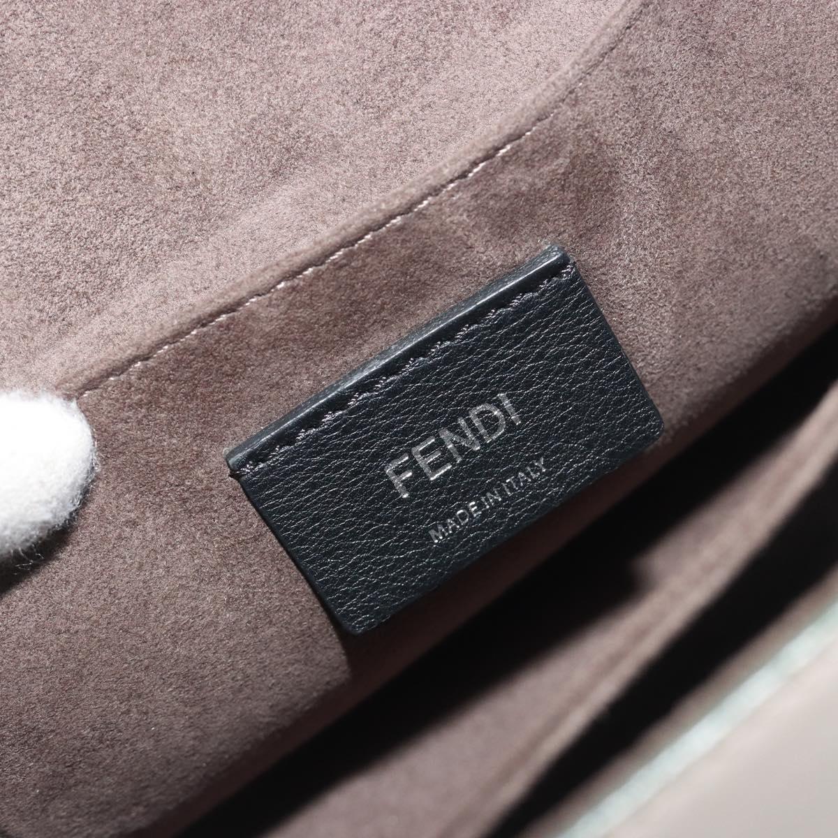 FENDI Canay Chain Shoulder Bag Leather 2way Gray Silver 8BT283 Auth 198665M