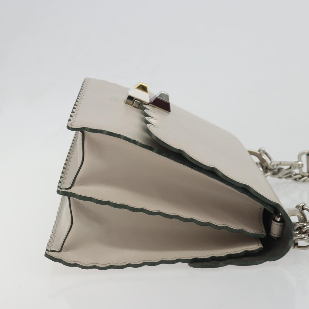 FENDI Canay Chain Shoulder Bag Leather 2way Gray Silver 8BT283 Auth 198665M