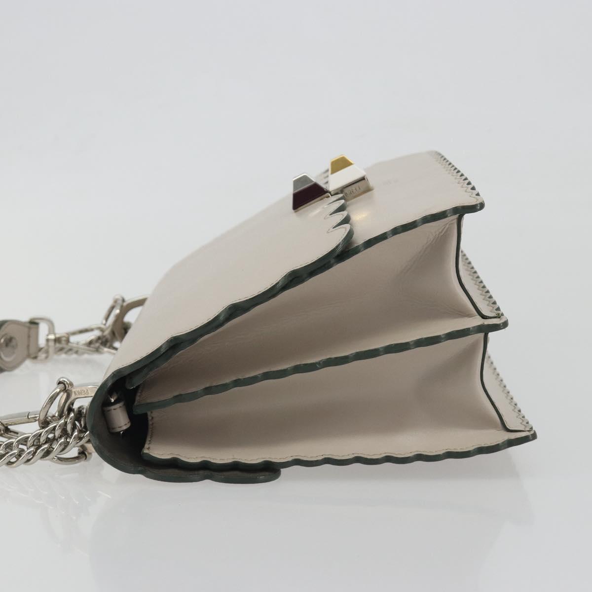 FENDI Canay Chain Shoulder Bag Leather 2way Gray Silver 8BT283 Auth 198665M