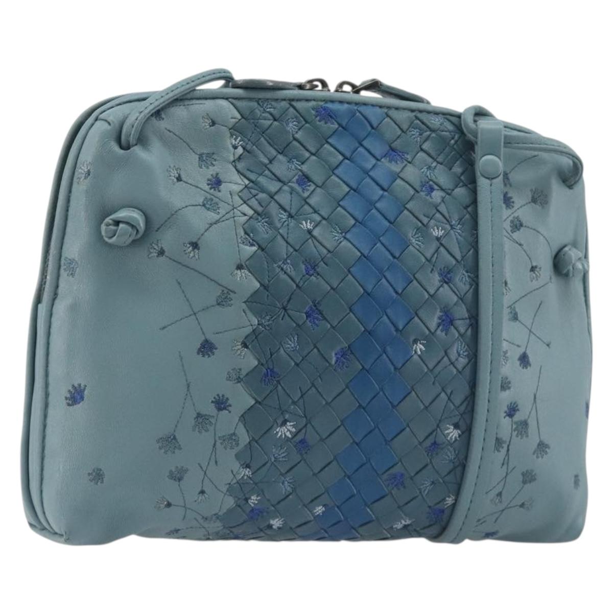 BOTTEGA VENETA INTRECCIATO Shoulder Bag Leather Light Blue Auth 198667A