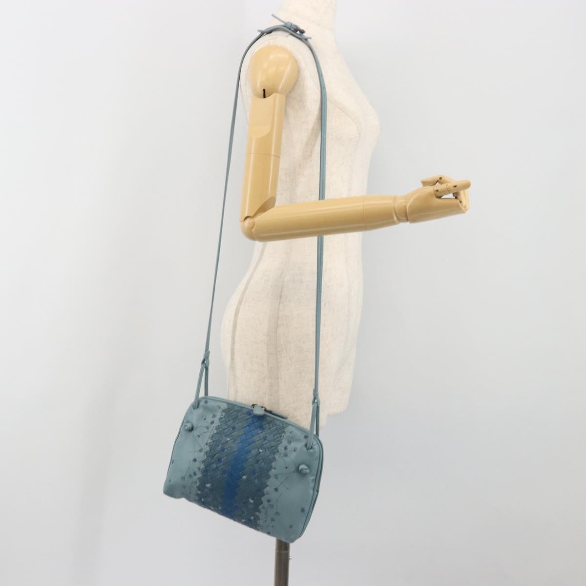 BOTTEGA VENETA INTRECCIATO Shoulder Bag Leather Light Blue Auth 198667A