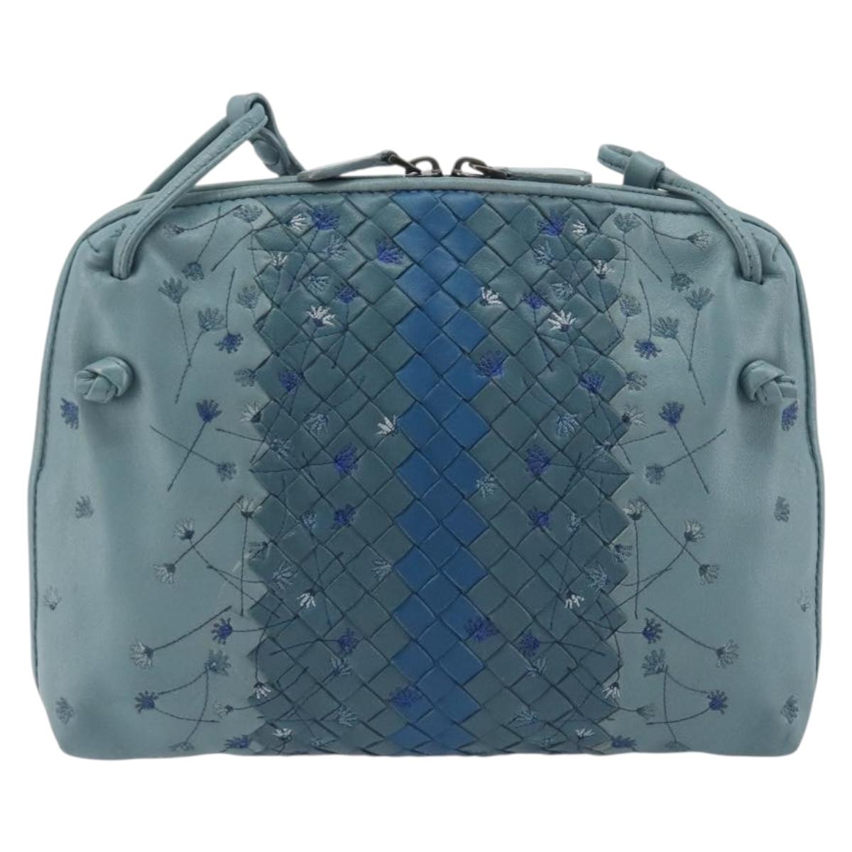 BOTTEGA VENETA INTRECCIATO Shoulder Bag Leather Light Blue Auth 198667A
