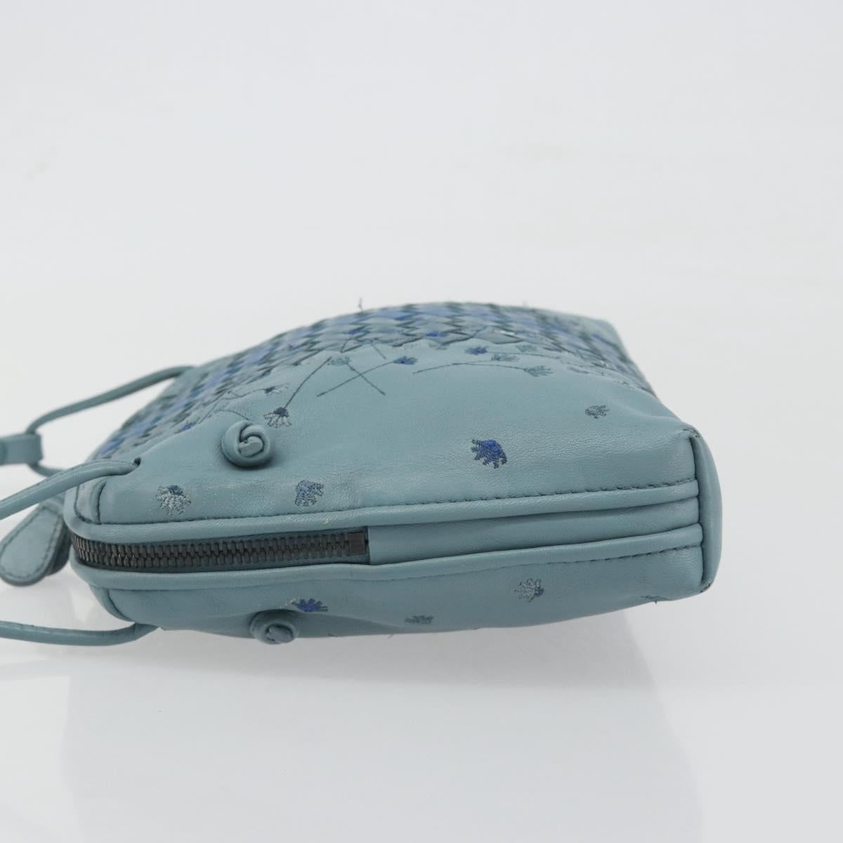 BOTTEGA VENETA INTRECCIATO Shoulder Bag Leather Light Blue Auth 198667A