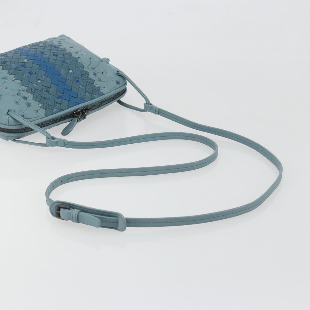 BOTTEGA VENETA INTRECCIATO Shoulder Bag Leather Light Blue Auth 198667A