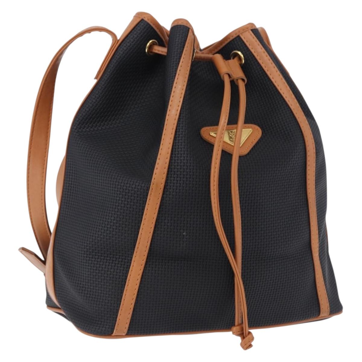 SAINT LAURENT Shoulder Bag Canvas Black Gold Tone Auth 198668A