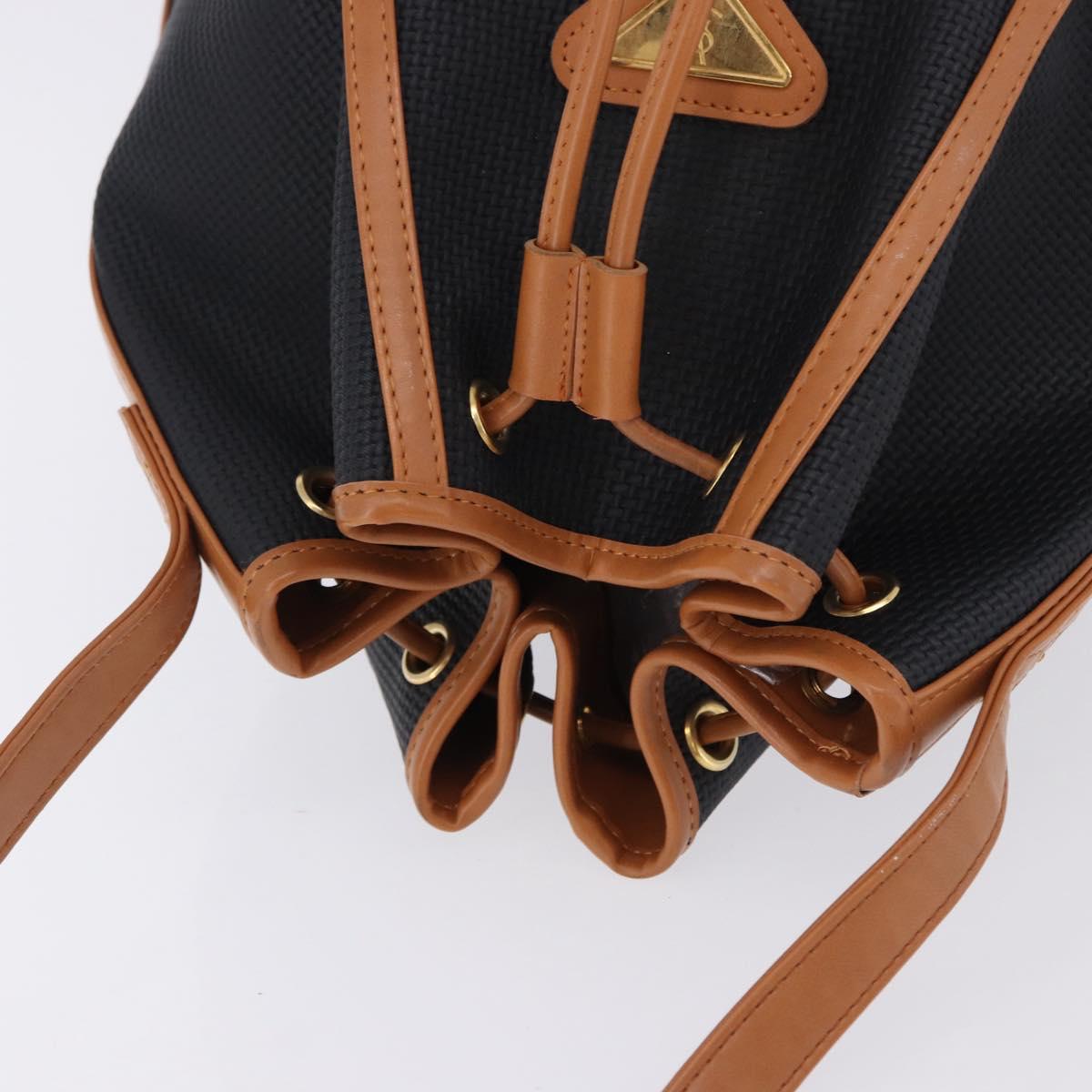 SAINT LAURENT Shoulder Bag Canvas Black Gold Tone Auth 198668A