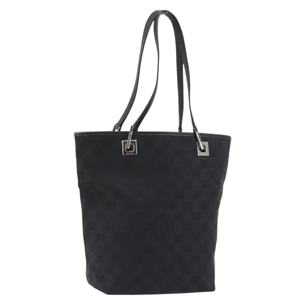 GUCCI GG Canvas Tote Bag Black Silver 31244 Auth 198669A