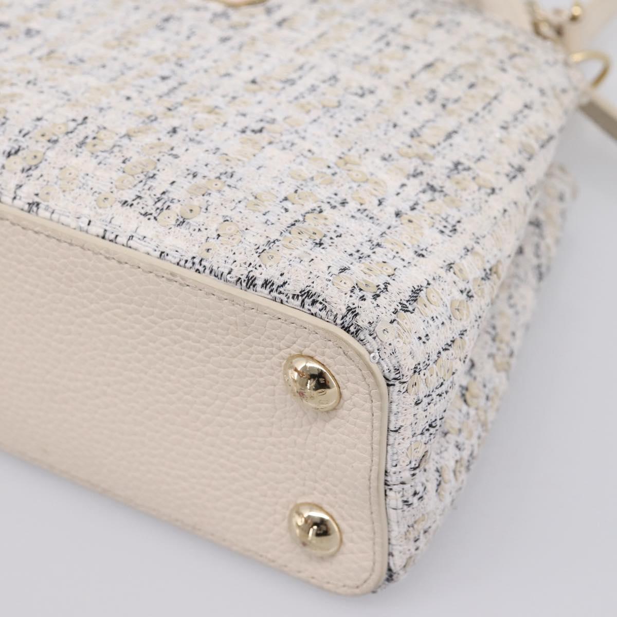 LOUIS VUITTON Capusine Hand Bag tweed Ivory LV Auth 198671SAM