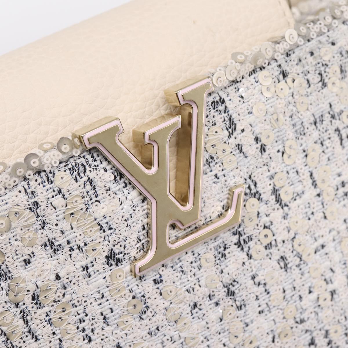 LOUIS VUITTON Capusine Hand Bag tweed Ivory LV Auth 198671SAM