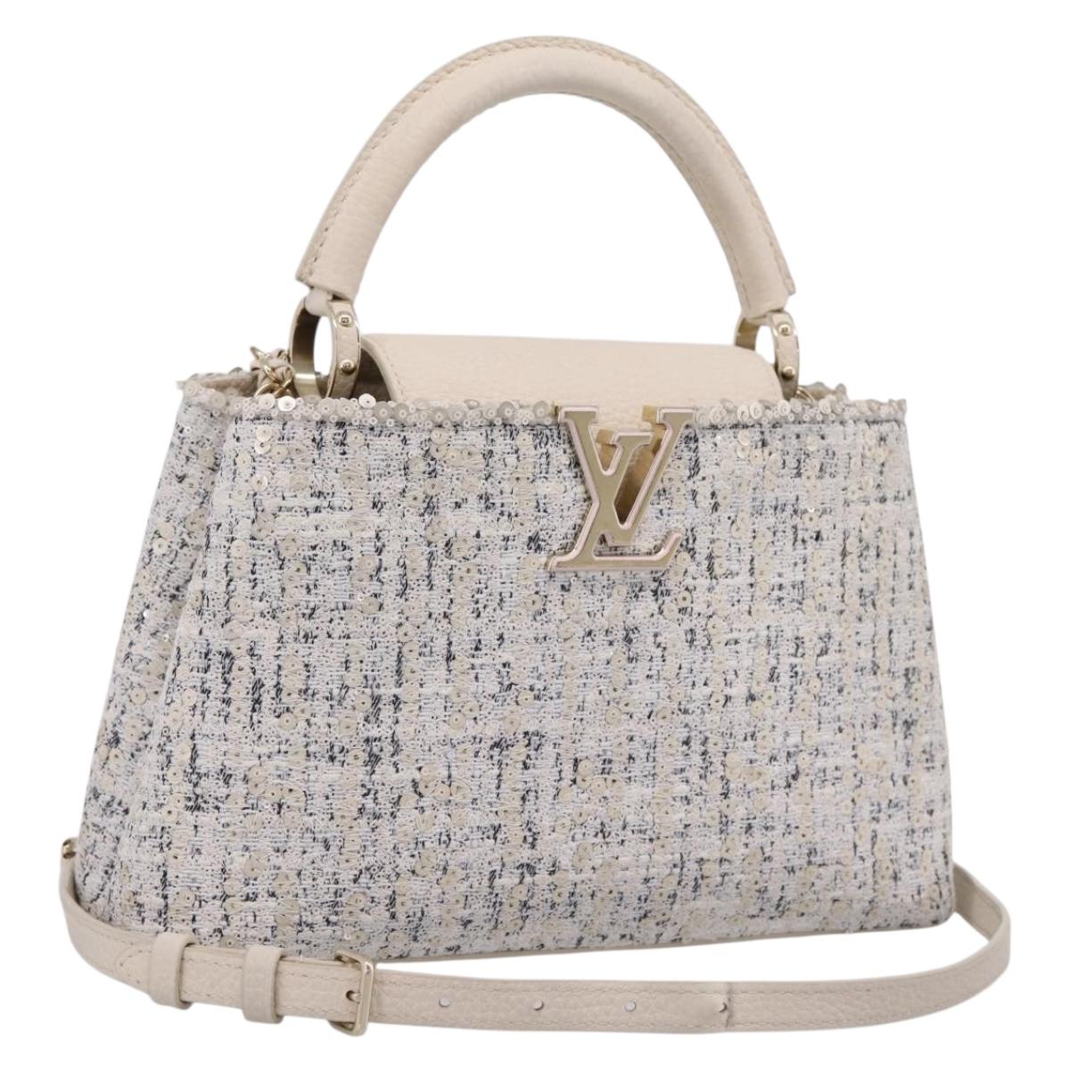 LOUIS VUITTON Capusine Hand Bag tweed Ivory LV Auth 198671SAM