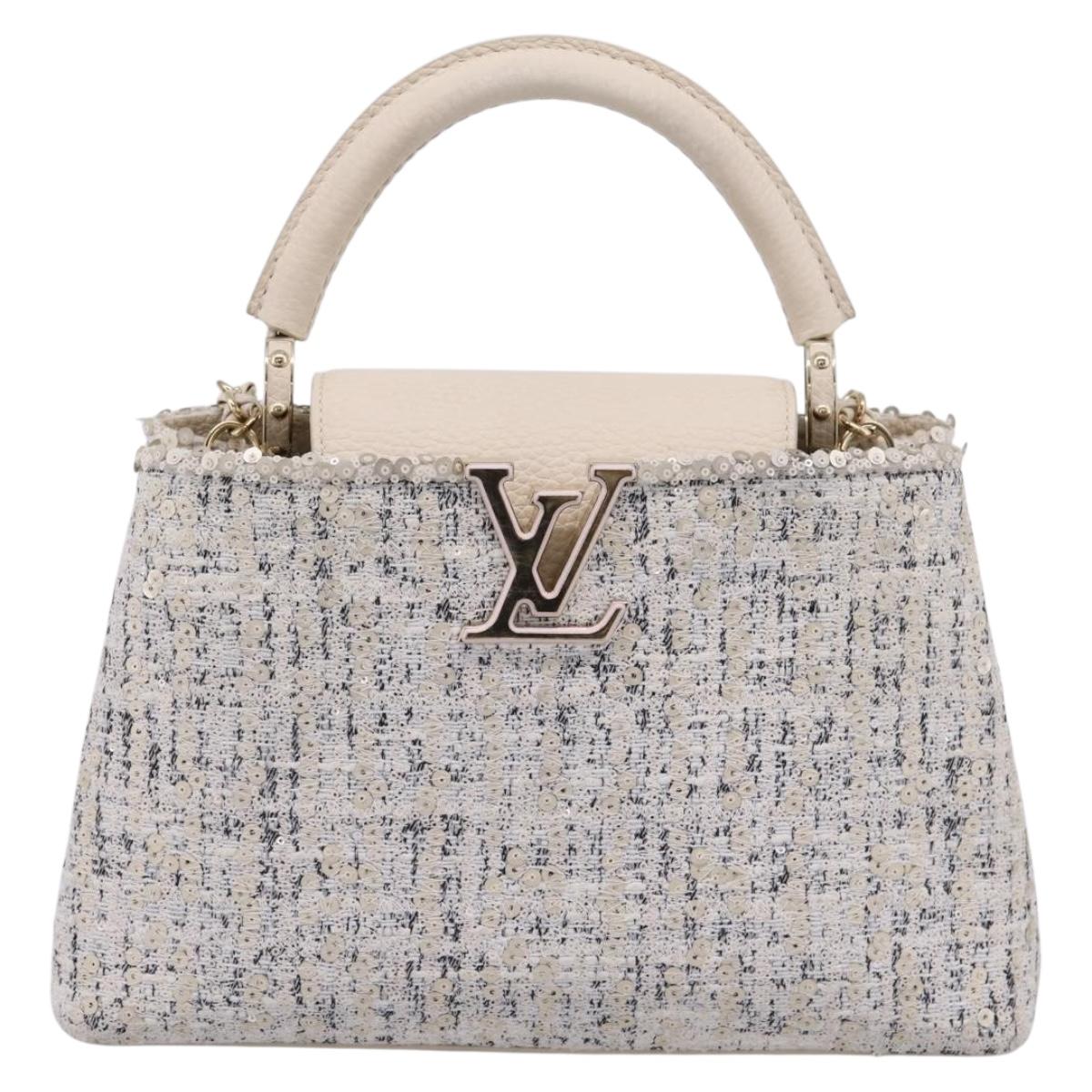 LOUIS VUITTON Capusine Hand Bag tweed Ivory LV Auth 198671SAM