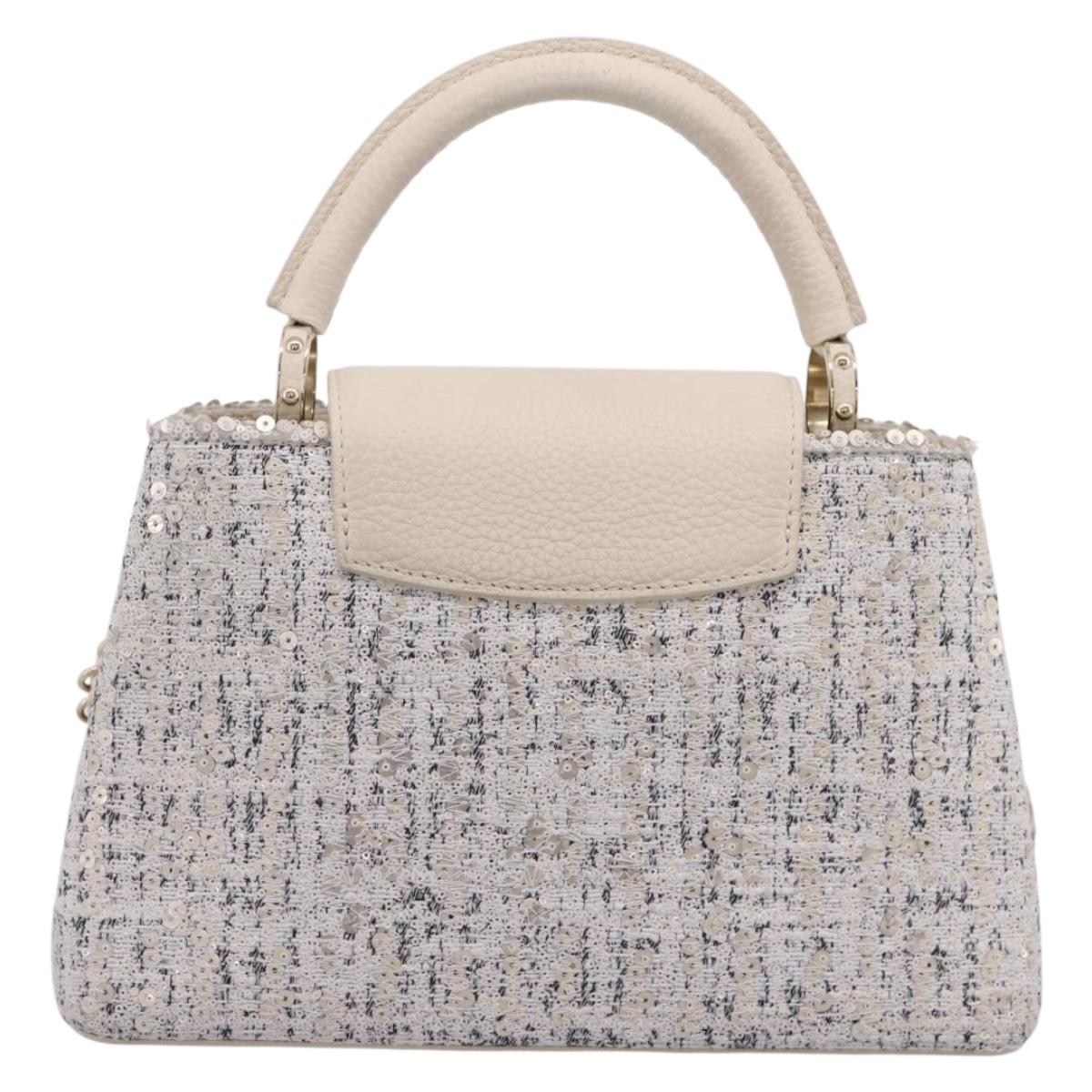LOUIS VUITTON Capusine Hand Bag tweed Ivory LV Auth 198671SAM