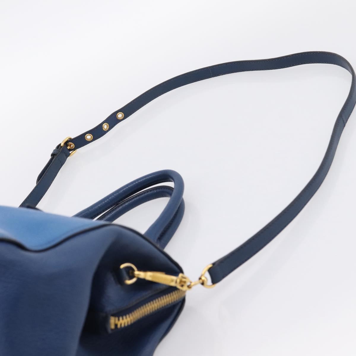 Miu Miu Hand Bag Leather 2way Blue Gold Tone Auth 198672A